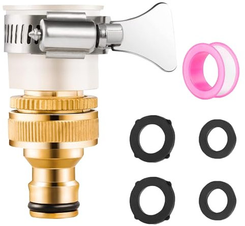 Universal Tap Connector for Hose Pipe - 3/4 & 1/2 Brass Kitchen and Garden Tap Mixer With Outside Hose Connector