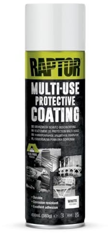 U-POL RAPTOR 1K Lack Spraydose weiss 450ml I Einfache Anwendung, Langlebige Schützende und Kratzfeste Beschichtung I direkt auf Metall, Aluminium, Glasfasern, Kunststoff und Holz