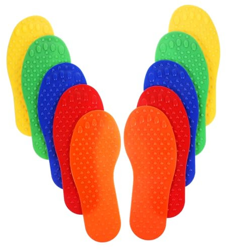 KOMBIUDA 10Pcs Foot Shaped Floor Markers for Soccer Training, Assorted Colors, Pvc, Ideal for Indoor and Outdoor Sports, Easy to Install and Remove