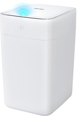 TOWNEW T1S - Cubo de basura automático, 4.1 galones, sensor de movimiento infrarrojo sin contacto, bote de basura inteligente autosellante y cambio automático con tapa para cocina, baño, oficina,