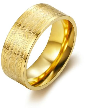 Herren Edelstahl Freimaurer AG Logo Ring 8mm All Seeing Eye Freimaurerring Größe 7-13
