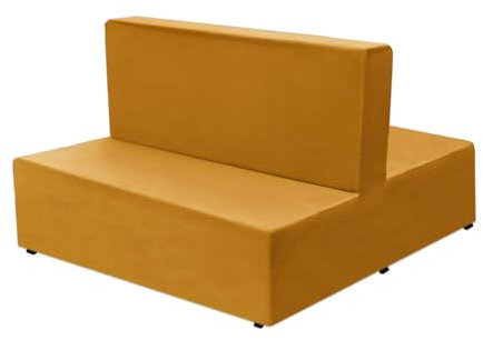 SYLC Dinerbank Booth Sitzbezug Mit Rückenlehne Beidseitig Rücken An Rücken Stretch Velvet Wohnmobil Futonbezüge RV Bank Esszimmer Sitzbank Futon Abdeckung (Gelb,1 Satz)