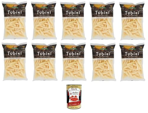 Italian Gourmet Tubini snack a base di patate Kartoffel-Snack 10 x 100g | Croccanti salati, knusprig würzig, ideale per aperitivo, pausa o Vorrat, Gesamtnettogewicht 1 kg + Kostenlos Polpa 400g
