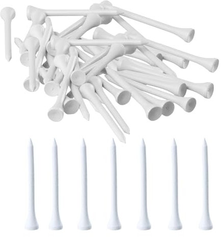 PTJJXA Premium Holz Golf Tee, 100 Stück Weiß Golftee, 70mm Golf Tees Bambus, Ökologisch Durch Holz-Tees (Weiß)