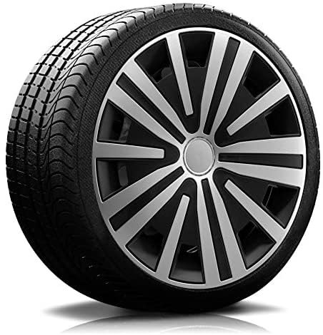 Radkappen König RKK17 Schwarz-Silber – 4er Set | 14 Zoll | Modernes Speichen-Design | Hochwertige Radzierblenden | Einfache & Sichere Montage