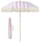 Muuyorr 180cm Sunshade With Tilting Function, Retro Tassel Garden Umbrella, Pink Striped Tassel Parasol, Beach Parasol Patio, Solid Wood Shaft, UV Protection, No Base(Pink and white stripes)