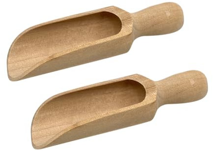 Lot de 2 grandes cuillères à sel en bois de 140 mm pour le bain, la farine, la cuisine, les grains de café, les épices, les grains de café, les épices