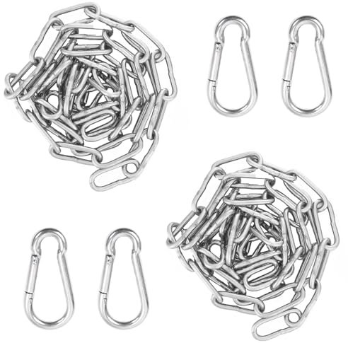 Kette Edelstahl Stahlkette Edelstahlkette Meterware 1M Diameter 3MM Metallkette Gliederkette Meterware 304 Edelstahl Kette mit Karabiner Kette zum Aufhängen Hundekette Hängesessel Verlängerungskette