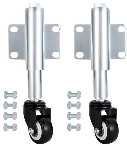 DASBET Federbelastete Torräder, 5,1 cm, robuste Lenkrolle, 50 cm, einziehbare Rollen für Hofzaun, Gartentor (4 Löcher) (2)