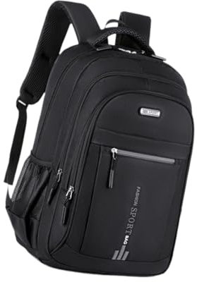 UxicRuya Laptop Backpack with Nylon Compartments for Travel, Work and Business, Black