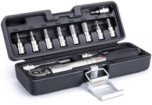 Shurzzesj Torque Wrench, 2-24Nm Screwdriver Torque Wrench, 1/4 Inch Small Pro Tool with Bit Sockets for Cycling Motorcycle