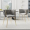 Merax Esszimmerstühle 2er Set, Moderner Sessel mit Armlehne und Gebogene Rückenlehne, handgewebtem Design, Samt Gold Beine Küchenstuhl, Kosmetikstuhl, für Wohnzimmer Schlafzimmer Büro, Grau