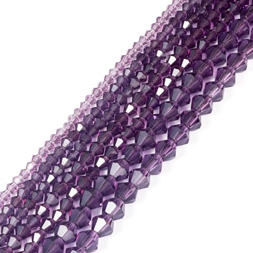Bestewelry 16 Strands Faceted Glass Beads Bicone Crystal Glass Beads Loose Spacer Beads for Bracelets Jewelry Making Door Decoration, Purple