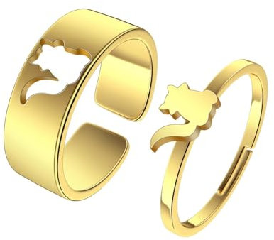 SiVaji Ring Ringe Damen Bijouterie Herren Eichhörnchen Passende Finger Ringe Männer Frauen Retro Party Einfach Geometrisch Punk Hochzeit Gold