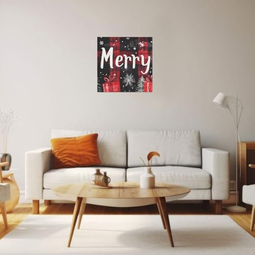 SHFJASBNUMG Frohe Weihnachten Gemälde Bilder Winter Vibe Poster Weihnachtsbaum Leinwand Wandkunst für Wand und Home Office Dekorationen 30 x 30 cm