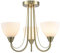 Designer Antique Brass Three Arm Ceiling Light Fitting with Opal White Glass Shades | 38cm x 35cm | 3 x 7w E14 | Double Metal Arms by Happy Homewares