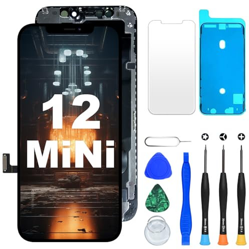 DIGI4U Bildschirm Ersatz für iPhone 12 Mini Display, 5,4'' Truetone FaceID LCD Bildschirm für iPhone 12 Mini Display Bildschirm Ersatz Digitizer Reparaturkits