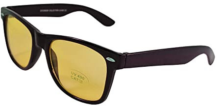Komonee Black with Yellow Lens Drifter Sunglasses Classic Style Retro Sun Shades Eye Glasses UV400 Protection Unisex For Men Women Golf Cycling Sports Fishing Travel