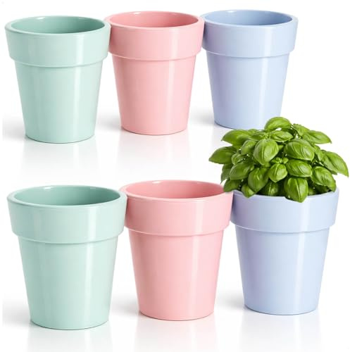 com-four® 12 x 6 vasi per piante in plastica Ø 12 cm, portavasi | vasetti per erbe da appoggio per casa - balcone e giardino