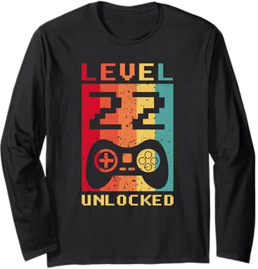 Level 22 Freigeschalteter Retro Gamer Controller Geburtstag Design Langarmshirt