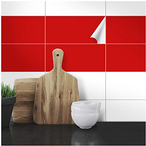 Wandkings Fliesenaufkleber - Wähle eine Farbe & Größe - Rot Seidenmatt - 15 x 30 cm - 50 Stück für Fliesen in Küche, Bad & mehr