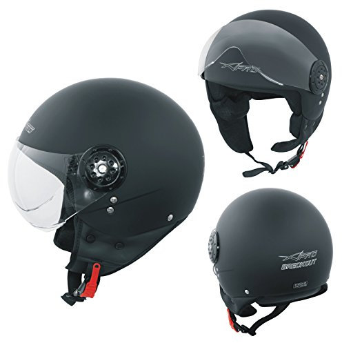 Motorradhelm Motorrad Roller Jet Demi Helm Scooter Homologiert Avio Visor Mattschwarz XS