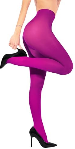 sofsy Collant Femme en Microfibre Opaque – Collant Femme Indéchirable de 40 deniers Fuschia Fuchsia - Large