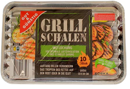 Edeka Grillschalen Aluminium Eckig 10 Stück 22 x 34 cm