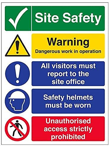 vsafety Warnung, Zeichen Multi Hazard Website Sicherheit Seite Zecken, 2 mm starrer Kunststoff, 300 mm x 400 mm