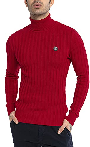 Red Bridge Herren Rollkragen Pullover Sweatshirt Strickpullover Rot XL