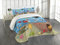 ABAKUHAUS Pirat Tagesdecke Set, Schiff Unterwassertiere, Set mit Kissenbezügen Waschbar, für Einzelbetten 170 x 220 cm, Aqua Braun