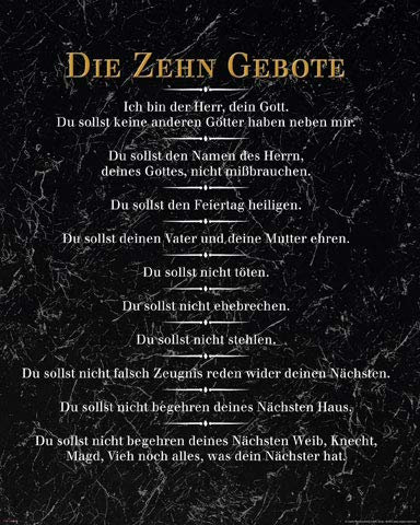 empireposter Die 10 Gebote - Schwarz - Inspirations Mini Poster Plakat Druck - Größe 40x50
