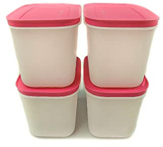 TUPPERWARE Gefrier-Behälter 1,1L weiß-pink (4) Behälter Eis-Kristall Eiskristall