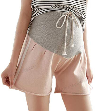 oneforus Short de maternité en Coton Cordon Ajustable Comty Short Enceinte Short rayé sur Le côté
