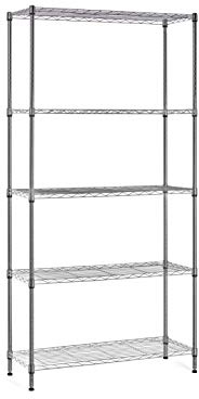 Kithome - Dekoratives Metallregal aus verchromtem Stahl und 5 Böden, 180 x 90 x 35 cm