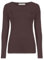 janisramone Womens Ladies Round Neck Long Sleeve T-Shirt Stretchy Plain Fitted Basic Jersey Casual Tee Top Brown