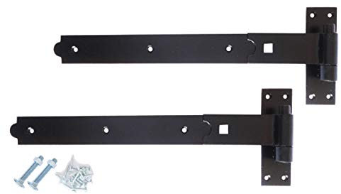 Gate Hinges Hook and Band 10 250mm Cranked Black Heavy Duty - Sold in Pairs