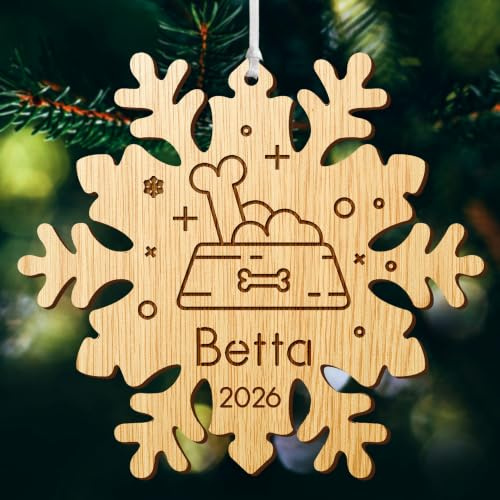 Personalised Christmas Decorations Engraved Wood Xmas Ornaments Custom Wooden Christmas Tree Bauble Gift for Your Pet Dog Cat Pets Dogs Cats with Any Name at 2026 (Snowflake)