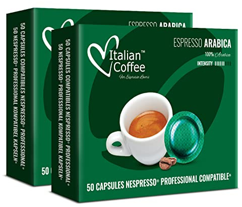 Italian Coffee 100 Capsule Caffè Arabica Compatibile con Nespresso Professional