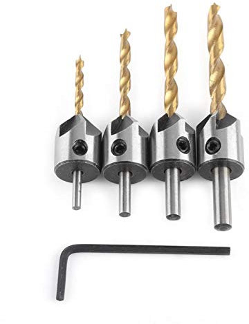 Bohrer Mit Senkerm, Senker Holz, Bohrsenker Holz, Senker Mit Tiefenanschlag Metall Mit 1 Inbusschlüssel Zum Bohren, Anfasen, Entgraten