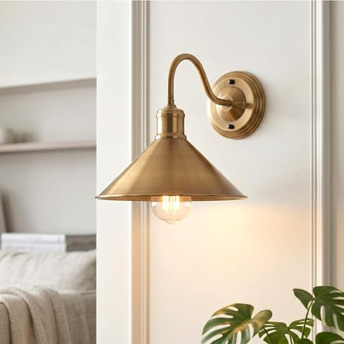 LEDSone Vintage Wandleuchte Moderne Beleuchtung Verstellbare Fassung Rustikale Wandlampen Metall Wandleuchte Indoor Home Retro Leuchten (Gelbes Messing)