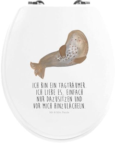 Mr. & Mrs. Panda Motiv WC Sitz Robbe Lachen - Geschenk, Gute Laune, Ostsee, Nordsee, WC-Sitz, Strand, lustige Sprüche, Toilette, Klobrille, Tiere,