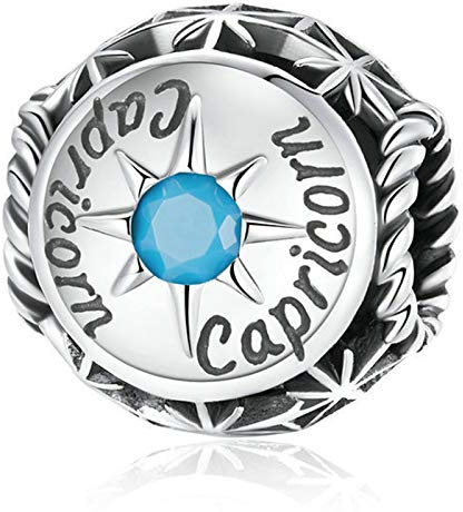 YOUFENG Jewellery Abalorios de plata de ley S925 para pulseras con piedras de la suerte para astrología, constelación, horóscopo abalorio para mujer, cristal, circonita cúbica, Cristal, Cubic Zirconia