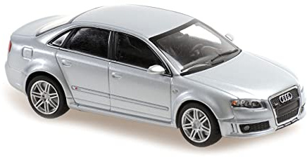 MAXICHAMPS 940014601 1:43 Audi RS4-2004-Silver Metallic Sammlerstück Miniatur Auto, Silber