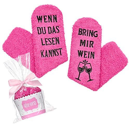 Livole Luxuriöse Wein Socken mit Muffin-Geschenk-Verpackung Weinliebhaber, Letter Print Socken Wenn Du Das Lesen Kannst Bring Mir wein, Lustiges Casual Socken für Frauen Ältester, Freund und Liebhaber