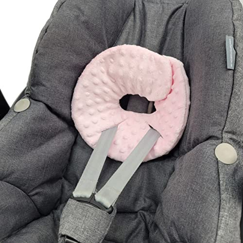 BAMBINIWELT Kopfstütze KOPFPOLSTER Kopfkissen für Babyschale kompatibel mit Maxi-Cosi Pebble und Pebble Plus (Minky rosa)