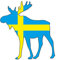 Auto-Aufkleber Elch I 120 x 126 mm I blau und gelb I Wohnmobil-Sticker I Skandinavien I Schweden Flagge I Natur I Heckscheibenaufkleber I kfz697
