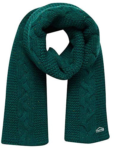 Superdry Damen Strickschal mit Zopfmuster Waldgrün Tweed 1SIZE