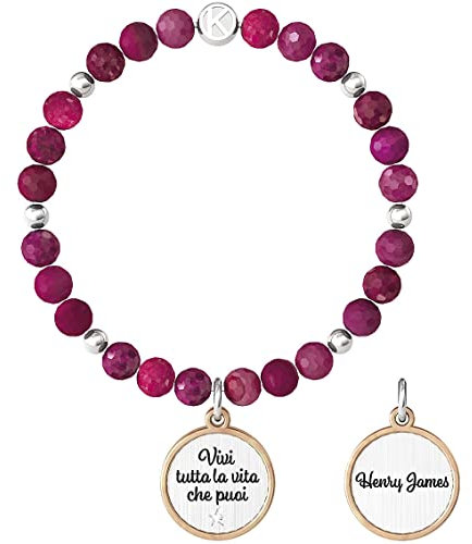 KIDULT - Bracciale elastico fucsia con frase motivazionale di Henry James