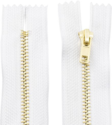 Aerzetix - C61195 - Set di 2 Cerniere Non separabili 10cm in Metallo - Cerniera Lampo - Colore Bianco - Cucito pelletteria Borse Gonna Abito Vestiti Pantaloni merceria